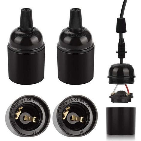 Douille E27 - Bakélite Noir - Pour Suspension Rétro Edison - 250 V 4 A - Lot de 4 (1/5)