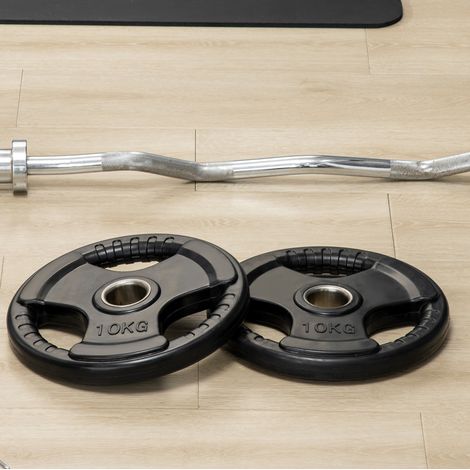 Disques de musculation olympiques 2 x 10 kg, Tri-Grip, caoutchouc, alésage 5 cm, noirs HAVRYA (1/5)