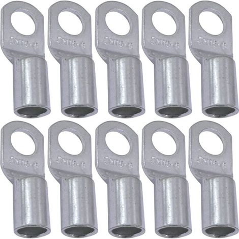 UlisemLot mit 10 elektrischen Rohrösenklemmen – Öse – Ø 6 mm – nicht isoliert – für 16 mm² Leiter – elektrischer Kabelverbinder – Klemmung – Farbe Silber (1/3)