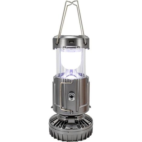 6 en 1 Ventilateur de Camping Camping Fan Lampe Solaire Élevé à Énergie Portable Rechargeable Argent (1/5)