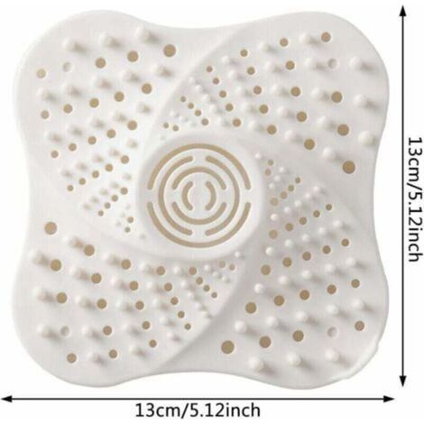 2 Pièces Filtre Cheveux Douche - Filtre Baignoire et Évier - 13 cm x 13 cm - Silicone PVC - Pour Salle De Bain Cuisine (1/4)