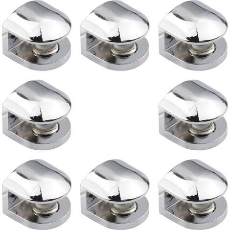 8 Pcs Glass Clamps, Zinc Alloy Clamp Holder, Adjustable Fixings, Support for 6-8 mm Thick Glass Shelves (1/5)