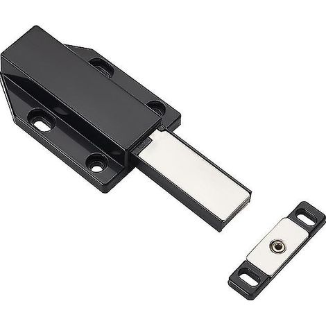 Lot de 4 loquets magnétiques à ouverture par pression pour portes de placard et tiroirs, système de verrouillage magnétique, amortisseur de porte noir