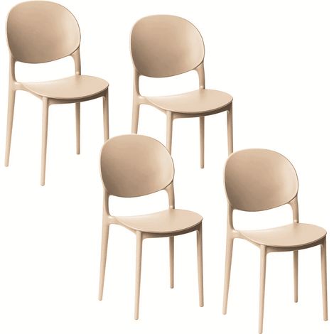 Kit 4 sedie polipropilene cucina bar ristorante sedia interno esterno beige crema 167ro