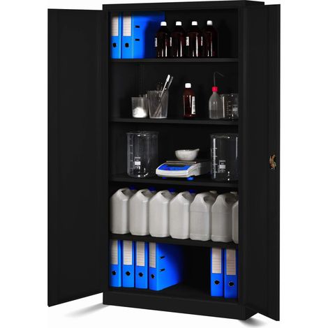 Armoire de Bureau Métal 4 Étagères Verrouillable 195 x 90 x 40 cm (1/5)