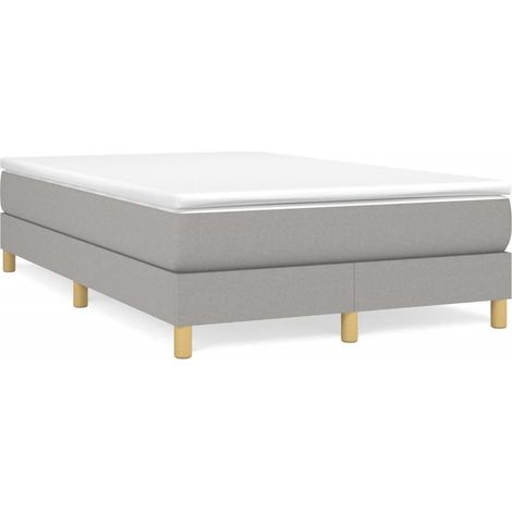 Cama box spring con colchón tela gris claro 120x190 cm