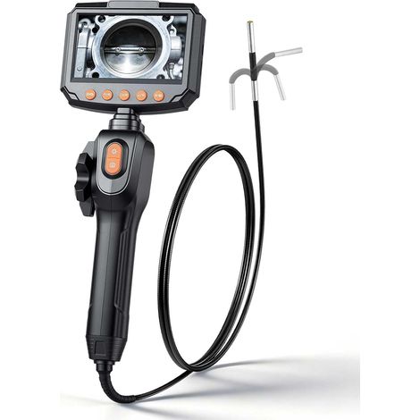 Caméra Endoscopique 180° 2 Voies Endoscope avec Sonde IP67 3,9 mm Caméra Inspection pour Canalisation Automobile, avec Éclairage, Écran IPS HD 4,3 Pouces, Câble Serpent Flexible 1,5 m, Zoom 8X (1/5)