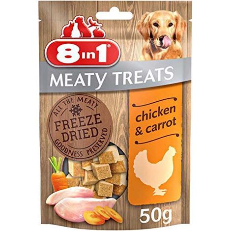 8in1 Snack cane Freeze Dried Dog Meaty Treats Pollo e Carote 50 g