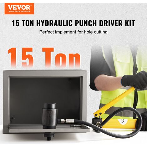 Kit de Perforation Hydraulique 15 T 10 Poinçons 22-114 mm Poinçonneuse Hydraulique Manuelle avec Coffret Poignée Ergonomique Positionnement Précis Outil de Poinçonnage Métal Inox Alu Plastique (1/5)