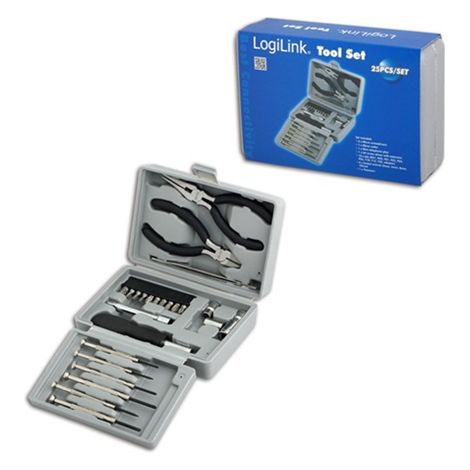 Logilink Juego de herramientas, 25 piezas Incluye estuche de transporte. El juego incluye: 6 microdestornilladores, 1 microcortador, 1 minialicate telefónico, 1 destornillador de punta con extensión (1/2)