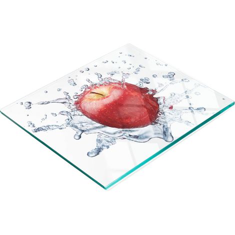 Tabla de cocina de vidrio templado con gr谩ficos decorativos de manzanas al agua, 60x52 cm. (1/5)