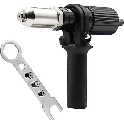 Adaptateur de pistolet à riveter avec poignée en plastique amovible, tête de pistolet à rivet électrique, accessoires de perceuse à rivetage sans fil (1/4)