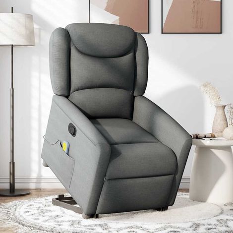 Maison Exclusive - Massagesessel mit Aufstehhilfe Dunkelgrau Stof