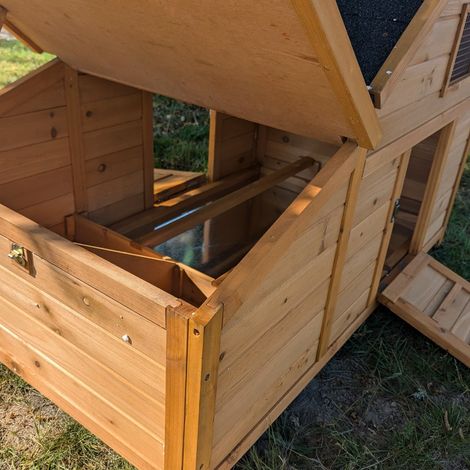 Animal Valley – Poulailler Bantam XL pour 2 à 4 poules – Bois de pin – Dimensions 119x77x90 cm – Toit shingle noir – Tiroir à déjections en métal
