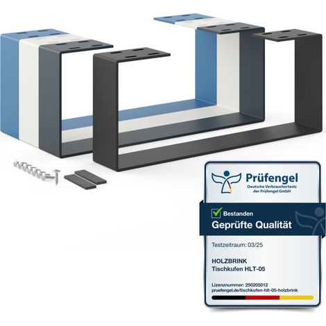 HOLZBRINK Tischbeine Metall Schwarz 1 Stück Tischkufen/Tischgestell für Couchtisch, Esstisch, Schreibtisch, Sitzbank Möbelfüße size: 50x20cm