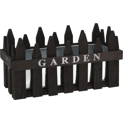 PROGARDEN macetero valla 35x15x18 cm , Macetero valla 35 x 15 x 18 cmMaceta de chapa y exterior decorativo de maderaGran calidadApto para interiores y exterioresMed