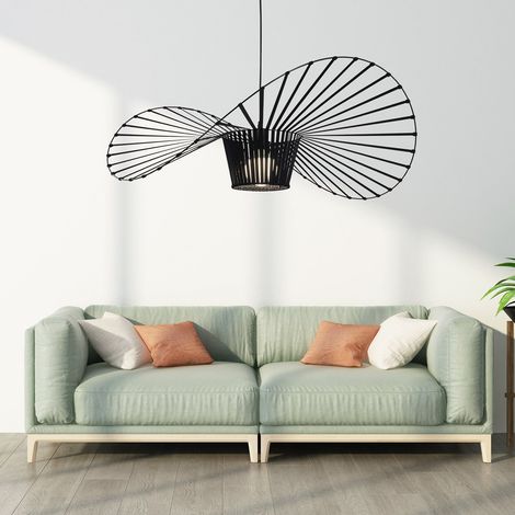 GBLY Lampadario, Lampada a Sospensione a Forma di Cappello Creativo, Lampadario da Soggiorno a LED retrò per Soggiorno Interno, E27, Nero, 80 cm