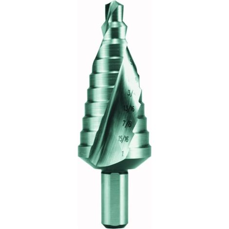 Forets étagés HSS Co 5, avec goujures hélicoïdales et affûtage en croix, dimensions en pouce (1/4)
