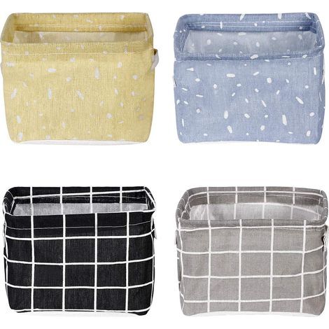 Mini ensemble de rangement pliable, caisses de rangement en lin et coton imperméables (1/5)