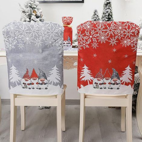 Lot de 4 Housses de chaise, motif bonnet Père Noël, tissu non tissé, décoration fête, restaurant, cuisine (1/3)