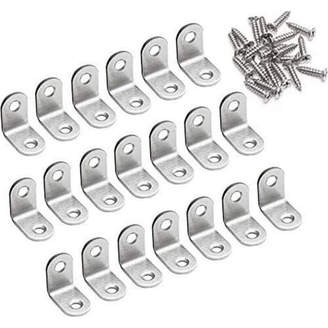 Equerre de Fixation 90 Degré Angle Droit Support 20 x 20 x 16mm forme de L Metalliques Equerres de Coin en Acier Inox Supporen pour Bois Meubles Placard Support 20 Pièces (1/5)
