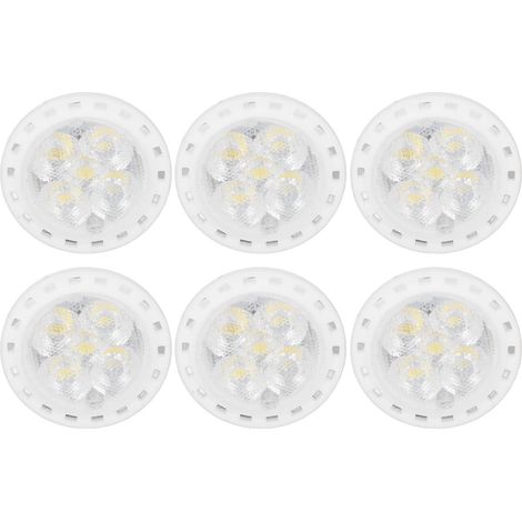 Lot de 6 spots LED à luminosité variable MR11, 360 lm, culot GU4 en céramique, 110 V, 4 W, lumière blanche 6000 K, pour éclairage paysager d'extérieur. (1/5)
