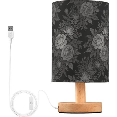 Lampe de table à motif roses noires mignonnes pour chambre (1/5)
