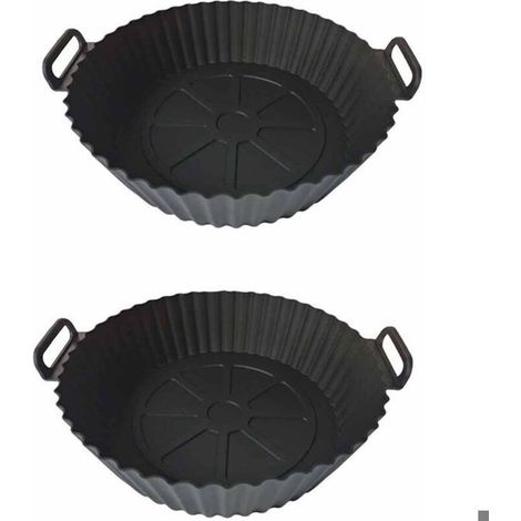 Moule Silicone Air Fryer, 2 Pièces Panier Moule pour Airfryer Réutilisable Friteuse à Air Chaud Plat Pot Ronde Doublure Liner(Noir) (1/5)