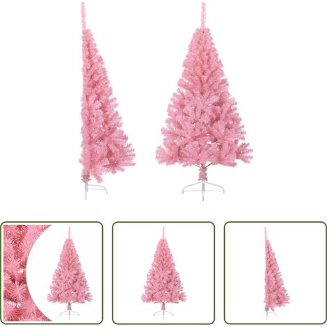 Décoration de Noël - Demi sapin de Noël artificiel avec support Rose 150 cm PVC (1/5)