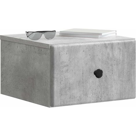 Maison Exclusive - Mobiletto da notte a muro con cassetto 2 pcs Grigio Cemento
