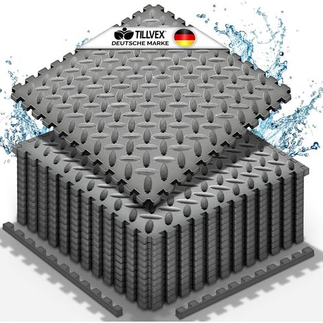 tillvex® Pool Bodenschutzmatte Anthrazit - 12 Stück  Unterlegmatte für Pool & Planschbecken  Poolmatte Bodenmatte Outdoor  Poolunterlage Bodenschutz Matten wärmeisolierend  Whirlpool Bodenfolie weich