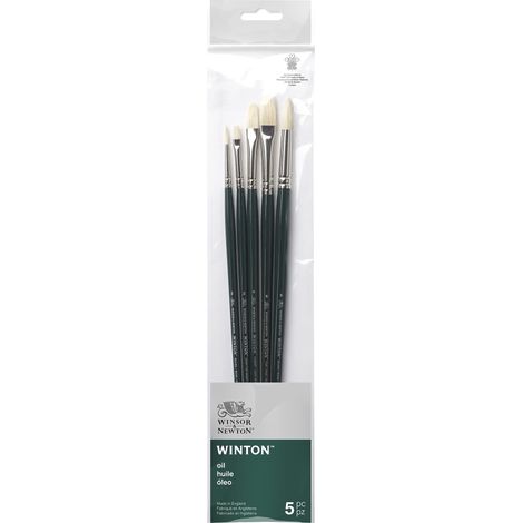 Pinceau Manche Long Set de 5 Rond 2/6, Plat court 2, Plat 6, Usé bombé 4 (1/4)