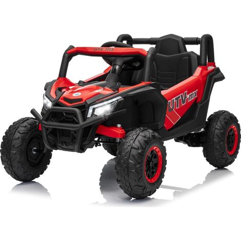 Coche Eléctrico 4x4 para Niños, Mando a Distancia, Quad Infantil 12V con Luces LED, Música, Bluetooth y USB para Niños de 3 Años en Adelante, Rojo (1/5)