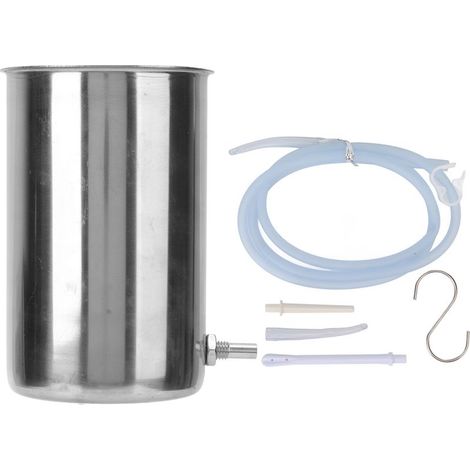 Einlaufeimer – Edelstahl – 1 Liter Fassungsvermögen – Für die Darmreinigung zu Hause – Komplettes Set mit 6 Zubehörteilen (1/5)