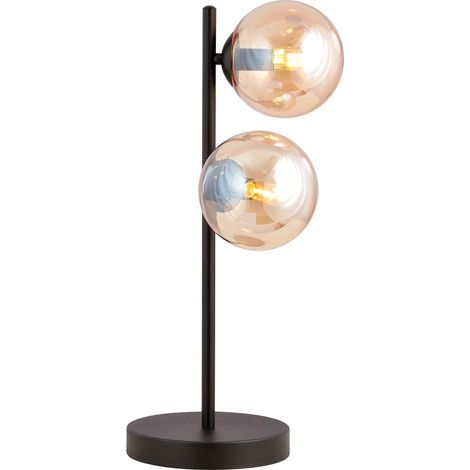 Lampada da tavolo ROSSI nera/miele vetro 2xE14 Emibig (1/2)