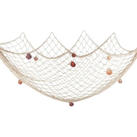 Filet De Pêche - 200 cm x 150 cm - Coton Naturel - Décoration Murale Ou Table Pour Thème Plage Nautique - Blanc (1/5)