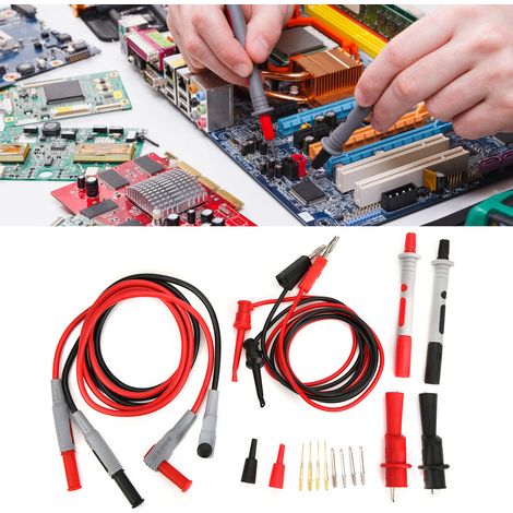 Kit de prueba P1308B, cable con conector banana, gancho, sonda y pinzas para multímetro.