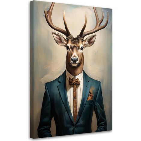 Tableau déco Cerf Homme d'affaires Abstraction Vintage 70x100 (1/5)