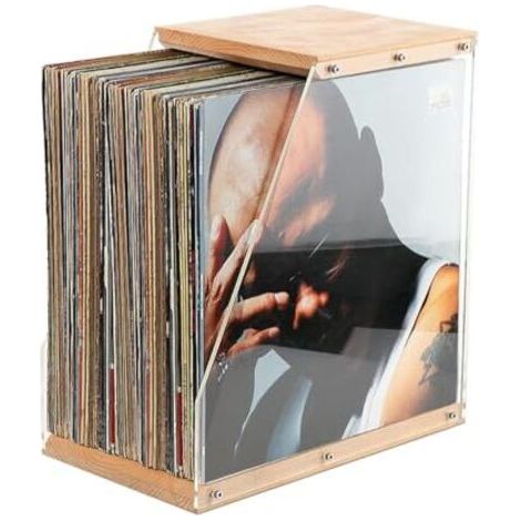 Support de disque vinyle - Support de rangement pour disques vinyles - En bois massif - Pour affichage LP - Pour décoration moderne de bureau à domicile
