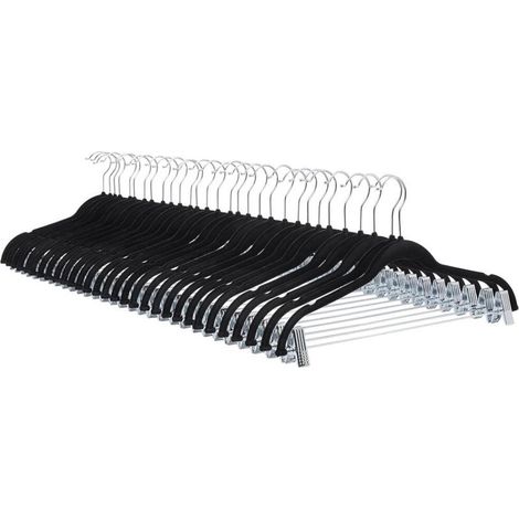 Cintres en velours avec pinces pour jupes lot de 24, noir (1/5)