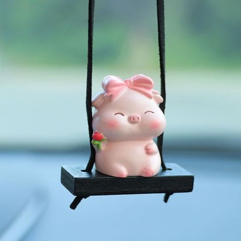 Pendentif Rétroviseur Cochon - Résine - Pour Intérieur Voiture - Dimensions 4,5 x 2 x 4,5 cm - 1 Pièce (1/5)