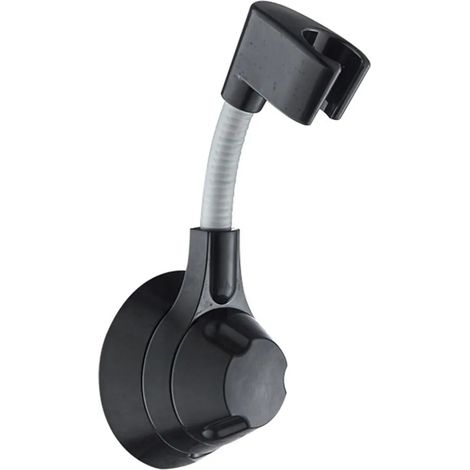 Soporte autoadhesivo con ventosa para cabezal de ducha, giratorio, no requiere taladrar, color negro. (1/5)