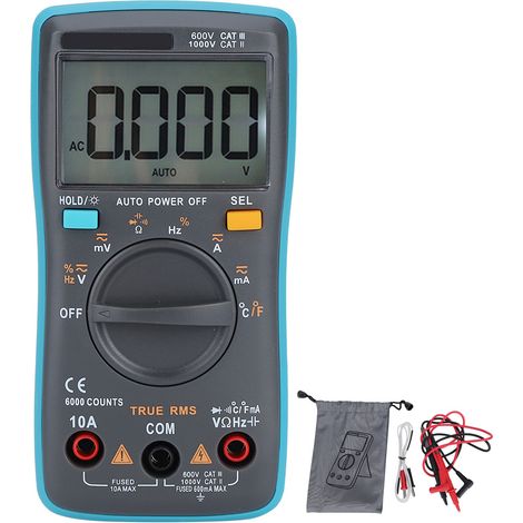 Multimètre Numérique True RMS Professionnel pour Électriciens - Mesure Tension AC/DC, Résistance, Capacitance (1/5)