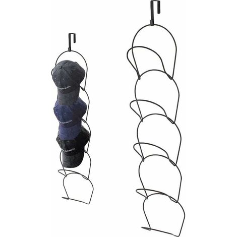 Porte-Chapeaux Muraux Organisateur De Support pour Casquette De Baseball 5 Anneaux Métal Porte-Casquettes Multicouche pour Casquettes de Baseball Serviettes Écharpes (noir)T-Audace (1/5)