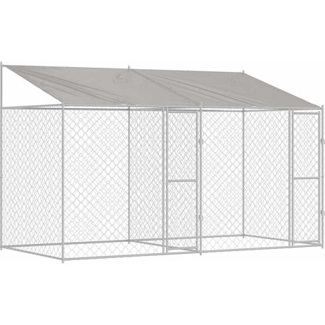 Jaula para perro con techo Plateado 400 x 200 x 256 cm vidaXL