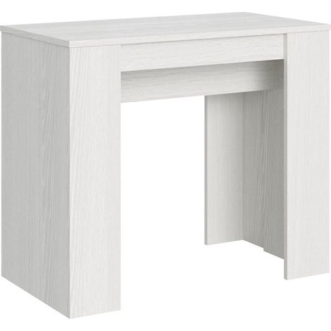 Console extensible bois blanc 14 personnes 48 à 308cm Bina (1/5)