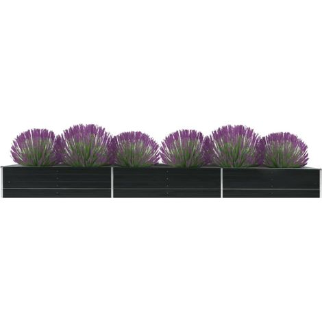 Jardinière de jardin - Balconnière à fleurs Lit surélevé de jardin Acier galvanisé 480x80x45 cm Anthracite BV780468 - BonneVie (1/5)