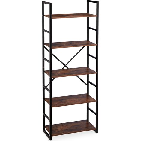 Scaffale per libri multifunzionale a 5 livelli stabile ufficio soggiorno 120 x 30 x 180 cm in metallo nero 130010054