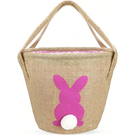 Panier de jeu de chasse aux œufs de Pâques pour enfants, sac de décoration de panier de Pâques en jute, fournitures de fête de jeu de Pâques pour enfants garçons et filles - Vert (1/4)