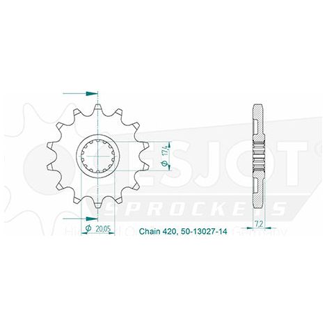 Pignon Acier - 420 - 14 dents - Similaire JTF1558